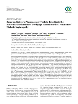 Based on Network Pharmacology Tools to Investigate the Molecular Mechanism of Cordyceps Sinensis on the Treatment of Diabetic Nephropathy