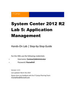 System Center 2012 R2 Lab 5: Application Management