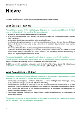 La Fiche Complète Du Déploiement Du Plan De Relance Dans La Nièvre