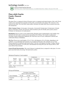 Pinus Edulis Engelm. Family: Pinaceae Pinyon