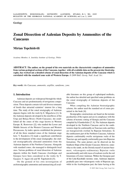 Zonal Dissection of Aalenian Deposits by Ammonites of the Caucasus