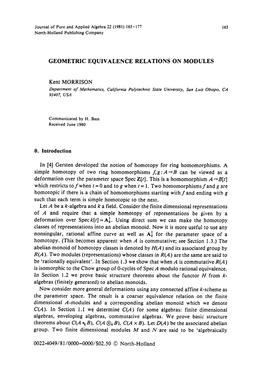 Geometric Equivalence Relations on Modules 0