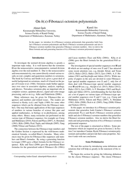 On H(X)-Fibonacci Octonion Polynomials, Ahmet Ipek & Kamil