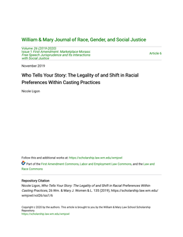 The Legality of and Shift in Racial Preferences Within Casting Practices