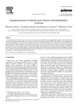 Copolymerization of Ethylene and 1-Hexene with Et(Ind)