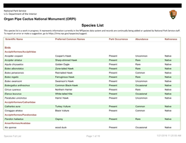 Species Full List Page 1 of 19 1/21/2016 11:20:55 AM National Park Service U.S