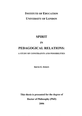 Spirit Pedagogical Relations