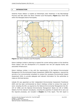 1-1 1 INTRODUCTION Hendrina Power Station Is Located At