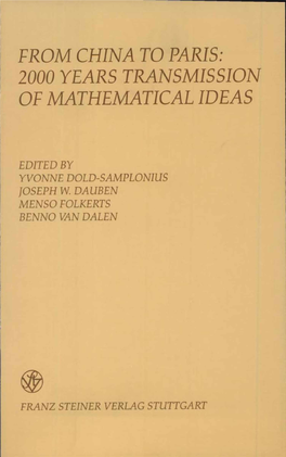From China to Paris: 2000 Years Transmission of Mathematical Idea S