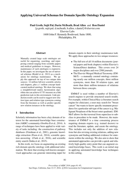 Applying Universal Schemas for Domain Specific Ontology Expansion