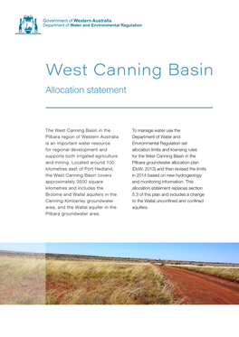 West Canning Basin Allocation Statement