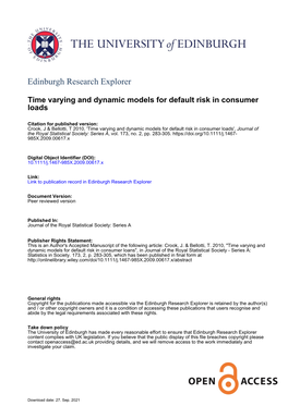 Time Varying and Dynamic Models for Default Risk in Consumer Loads