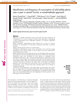 Identification and Frequency of Consumption of Wild Edible Plants Over a Year in Central Tunisia: a Mixed-Methods Approach