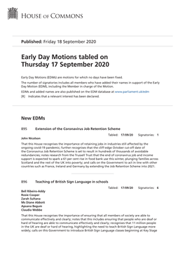 View Early Day Motions PDF File 0.12 MB