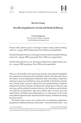 Review Essay Recollecting Jakarta's Social and Medical History