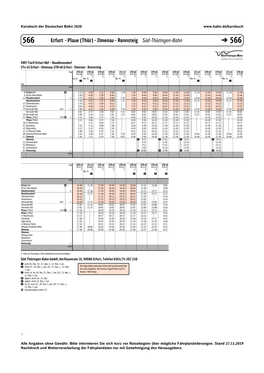 Erfurt - Plaue (Thür) - Ilmenau - Rennsteig Süd-Thüringen-Bahn ൹ 566