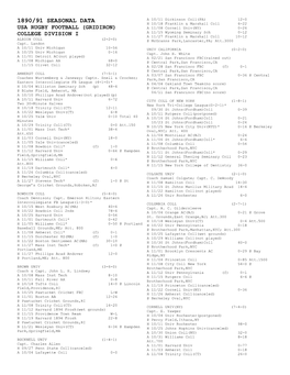 1890/91 Seasonal Data