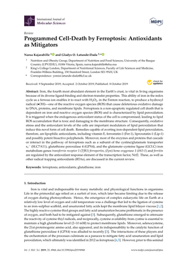 Programmed Cell-Death by Ferroptosis: Antioxidants As Mitigators