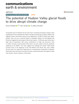 The Potential of Hudson Valley Glacial Floods to Drive Abrupt Climate Change