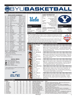 2019-20 Byu Schedule Social Media 1 Game Information