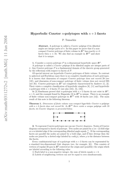 Arxiv:Math/0311272V2 [Math.MG] 11 Jun 2004