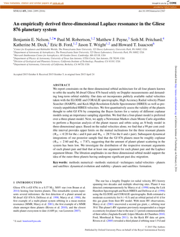 An Empirically Derived Three-Dimensional Laplace Resonance in the Gliese 876 Planetary System