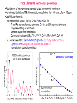 Trace Elements in Igneous Petrology