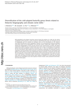 Diversification of the Cold-Adapted Butterfly Genus Oeneis Related to Holarctic Biogeography and Climatic Niche Shifts