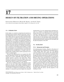 Design of Filtration and Drying Operations