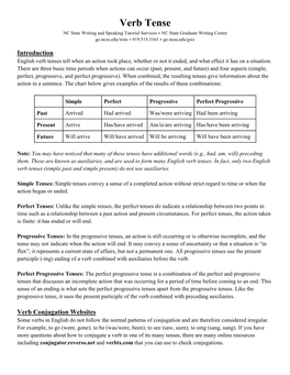 Verb Tense NC State Writing and Speaking Tutorial Services ∗ NC State Graduate Writing Center Go.Ncsu.Edu/Wsts ∗ 919.515.3163 ∗ Go.Ncsu.Edu/Gwc