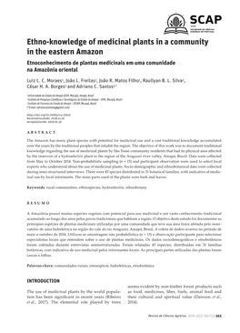 Ethno-Knowledge of Medicinal Plants in a Community in the Eastern Amazon Etnoconhecimento De Plantas Medicinais Em Uma Comunidade Na Amazônia Oriental