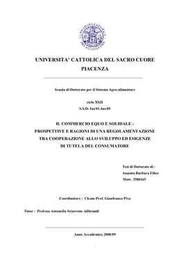 Universita' Cattolica Del Sacro Cuore Piacenza