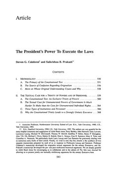 The President's Power to Execute the Laws