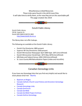 Canadian Genealogy Links