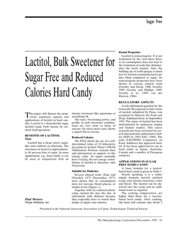 Lactitol, Bulk Sweetener for Sugar Free and Reduced Calories Hard