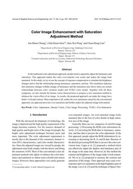 Color Image Enhancement with Saturation Adjustment Method