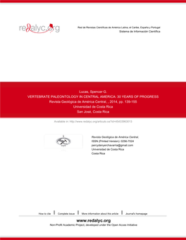 Redalyc.VERTEBRATE PALEONTOLOGY in CENTRAL