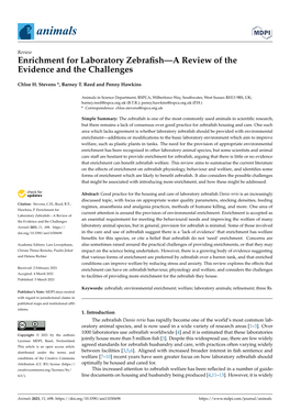 Enrichment for Laboratory Zebrafish—A Review of the Evidence and the Challenges