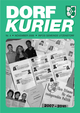 Nr. 4 • NOVEMBER 2006 • INFOS GEMEINDE UTZENSTORF INHALTSVERZEICHNIS Seite