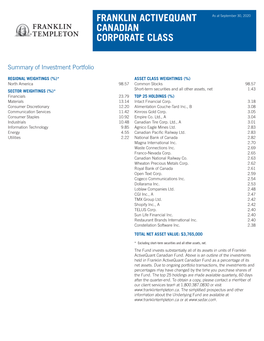 Franklin Activequant Canadian Corporate Class