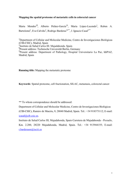 Mapping the Spatial Proteome of Metastatic Cells in Colorectal Cancer