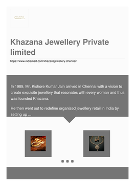 Khazana Jewellery Private Limited