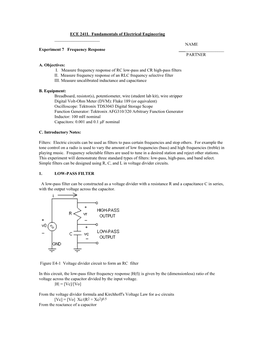 NAME Experiment 7 Frequency Response ______PARTNER