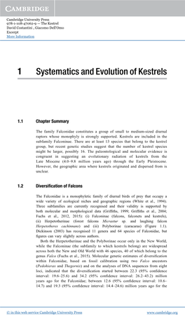 1 Systematics and Evolution of Kestrels