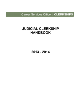 Judicial Clerkship Handbook 2013