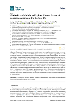 Whole-Brain Models to Explore Altered States of Consciousness from the Bottom Up