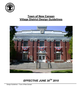 Town of New Canaan Village District Design Guidelines EFFECTIVE