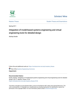Integration of Model-Based Systems Engineering and Virtual Engineering Tools for Detailed Design