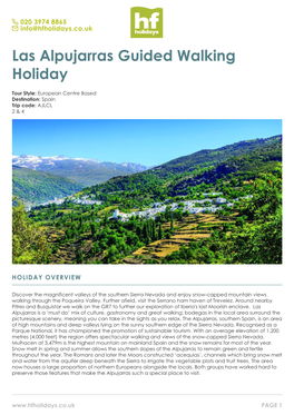 Las Alpujarras Guided Walking Holiday