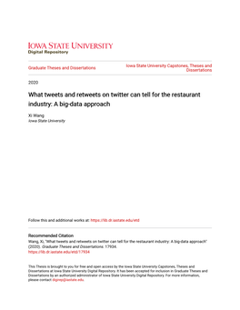 What Tweets and Retweets on Twitter Can Tell for the Restaurant Industry: a Big-Data Approach